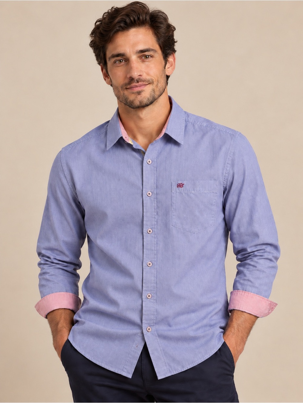 Ted Baker Men’s Size 4 L Lavender Purple Cotton Button-Up Shirt